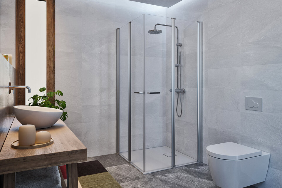 D1 Plus Giro RP Angular para ducha de 4 puertas plegables - Producto