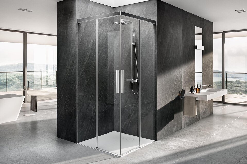 D5 Custom Angular para ducha de 2 fijos + 2 puertas correderas - Producto